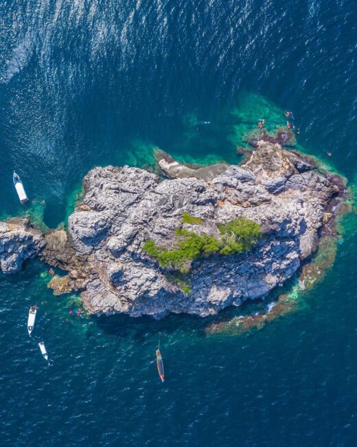 Ko Ran Ped-Ran Kai, seen here from a high angle, is a new diving site off Chumph…